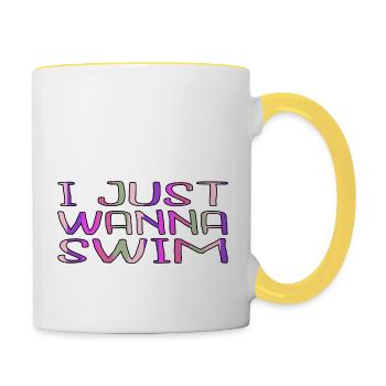 natation drôle citation cadeau cadeau drôle - Mug contrasté - blanc/jaune - Droite