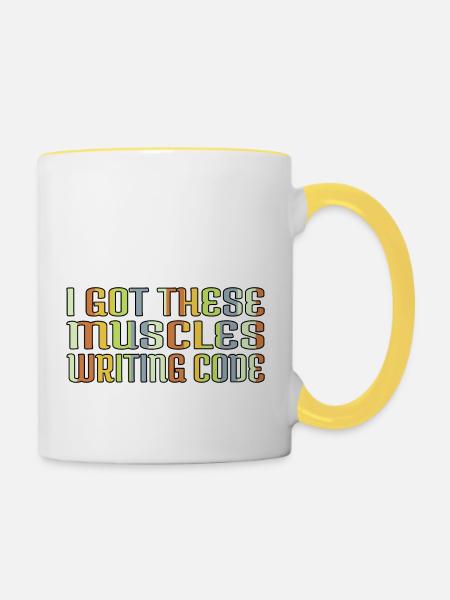 programming language birthday present computer - Tasse zweifarbig - Weiß/Gelb