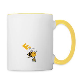 Be Kind Cute Honey Kindness Bee Love Inspirational - Contrasting Mug - white/yellow - Right