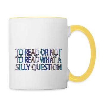 green feminine book fan present idea - Contrasting Mug - white/yellow - Right