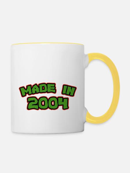 Hergestellt im Jahr 2004 - Tasse zweifarbig - Weiß/Gelb