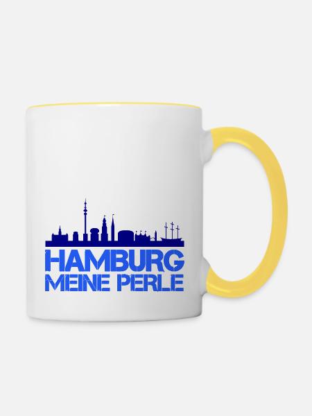 Hamburg City - Tasse zweifarbig - Weiß/Gelb