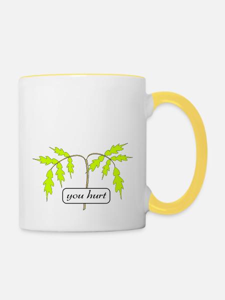 you hurt - Tasse zweifarbig - Weiß/Gelb