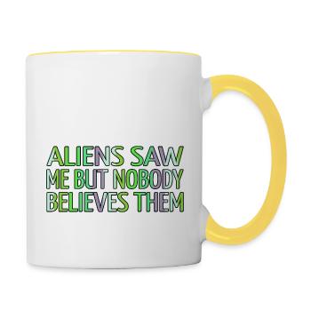 Gift Animation Alien Animal Fun Alien Abduction - Contrasting Mug - white/yellow - Right