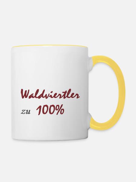 Waldviertler zu 100% - Tasse zweifarbig - Weiß/Gelb