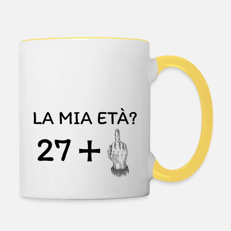 My age 28 - Contrasting Mug - white/yellow