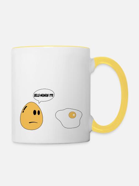 Schönes Mama-Ei - Tasse zweifarbig - Weiß/Gelb