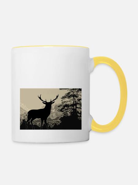 Hirsch - Tasse zweifarbig - Weiß/Gelb