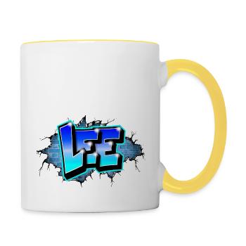 Graffiti LEE Fissures briques bleues - Mug contrasté - blanc/jaune - Droite