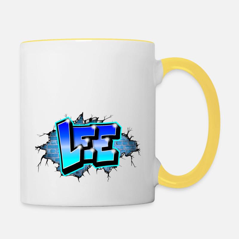 Graffiti LEE Geschenk Kindergeburtstag - Tasse zweifarbig - Weiß/Gelb