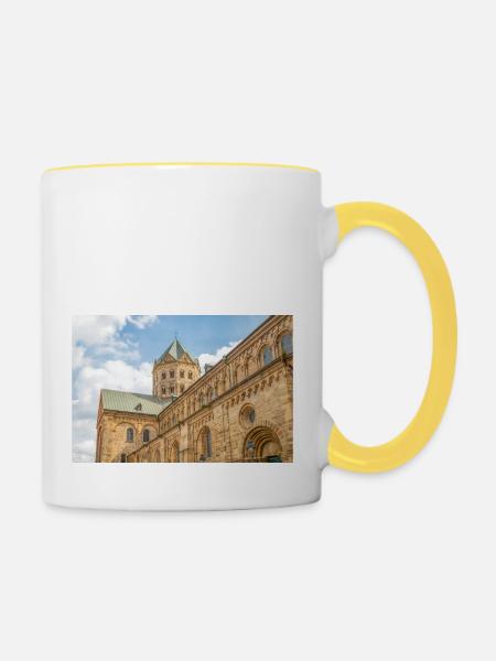 Kleine Kirche Osnabrück - Tasse zweifarbig - Weiß/Gelb