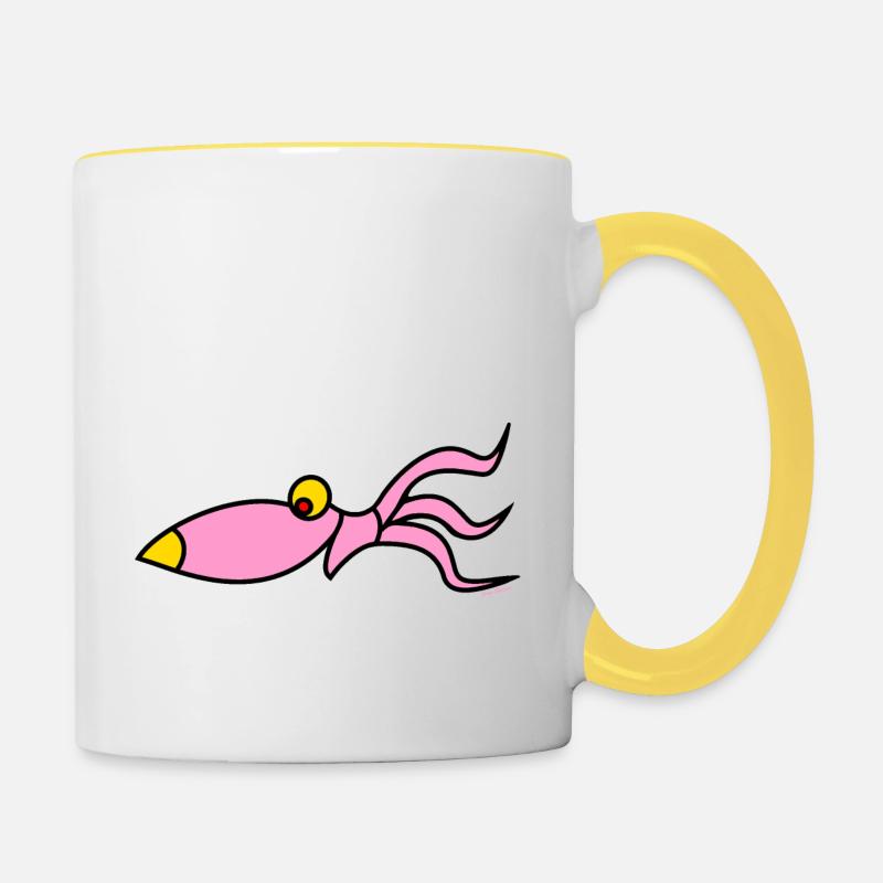funny squid - Tasse zweifarbig - Weiß/Gelb