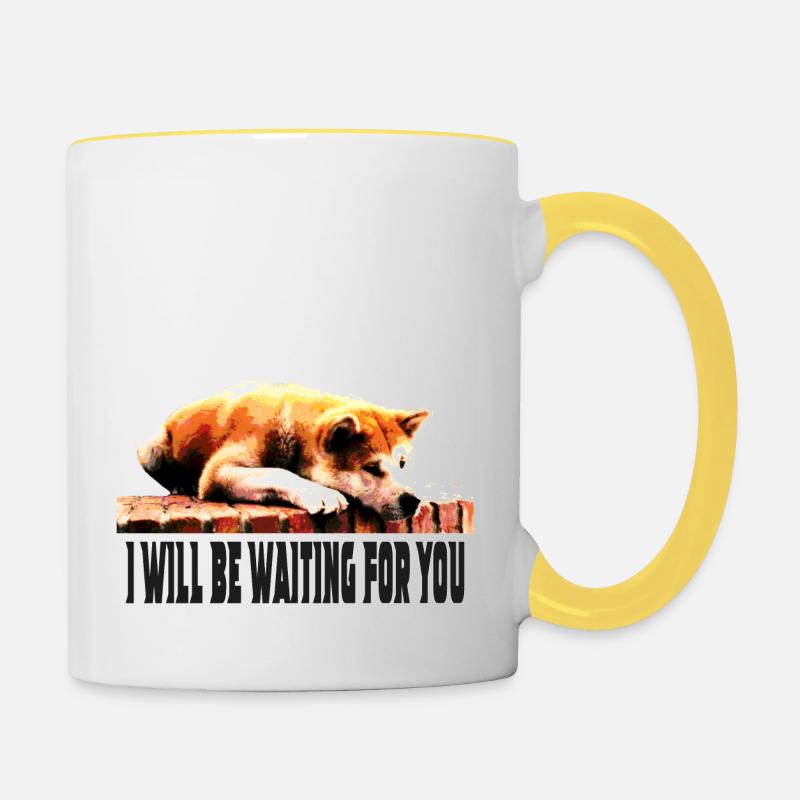 I will be waiting for you - Contrasting Mug - white/yellow