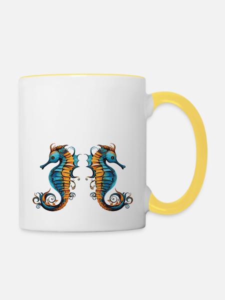 seepferdchen 2 - Tasse zweifarbig - Weiß/Gelb