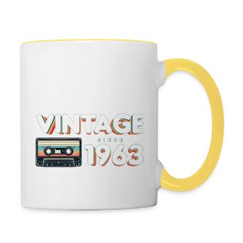 Klassische & nostalgische Musik Geburtstag - Vintage - Tasse zweifarbig - Weiß/Gelb - Rechts