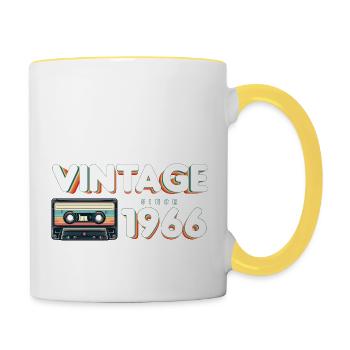 Vintage 1966 Retro Vintage Nostalgic Birthday - Contrasting Mug - white/yellow - Right