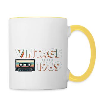 Musique Classique & Nostalgique Anniversaire - Vintage - Mug contrasté - blanc/jaune - Droite