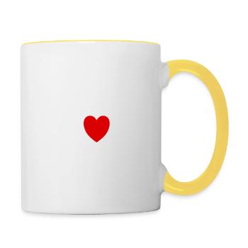 Ich liebe Badminton - Tasse zweifarbig - Weiß/Gelb - Rechts