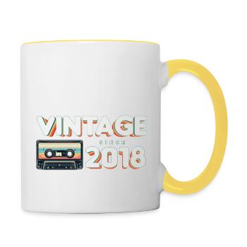 Klassische & nostalgische Musik Geburtstag - Vintage - Tasse zweifarbig - Weiß/Gelb - Rechts