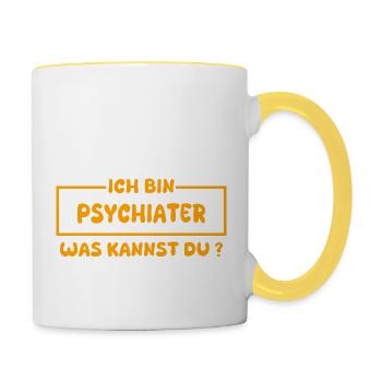 Profession : Psychiatre - Mug contrasté - blanc/jaune - Droite