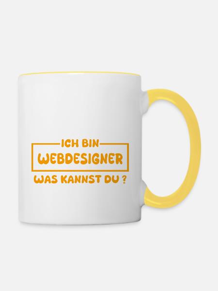 Webdesigner als Beruf - Tasse zweifarbig - Weiß/Gelb
