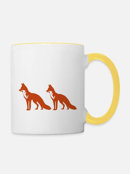 foxes - Tasse zweifarbig - Weiß/Gelb