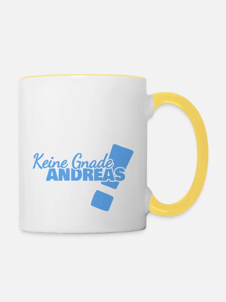 Andreas als Lustig - Tasse zweifarbig - Weiß/Gelb