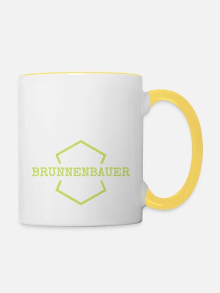 Brunnenbauer als Arbeit - Tasse zweifarbig - Weiß/Gelb