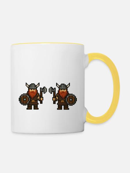 wikinger pixel 2 - Tasse zweifarbig - Weiß/Gelb