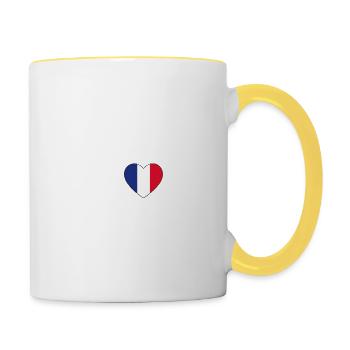 j'aime la France avec Jean Luc - Mug contrasté - blanc/jaune - Droite