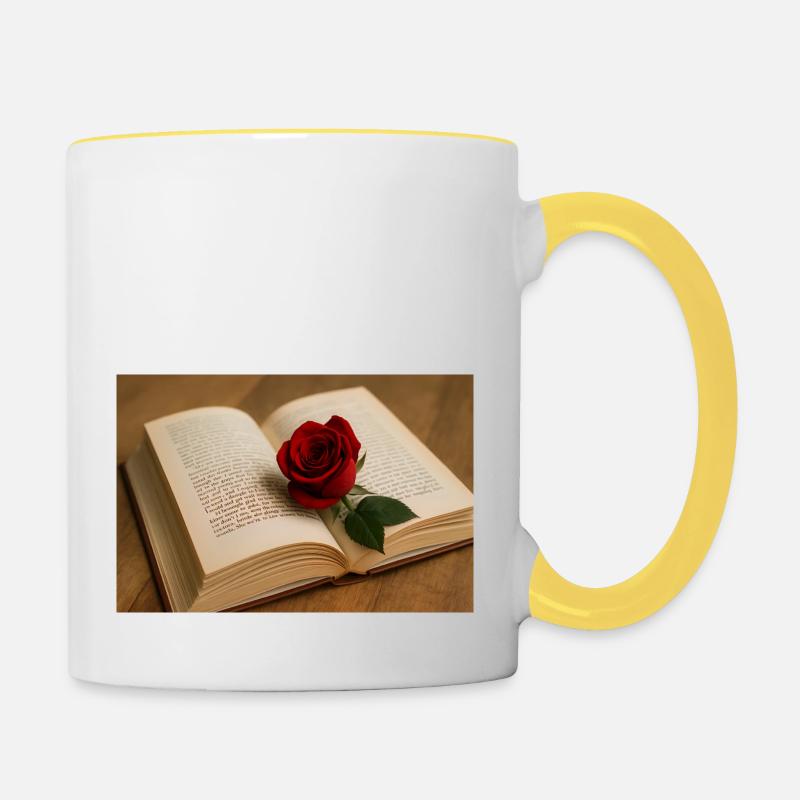 Beech and red rose - Contrasting Mug - white/yellow