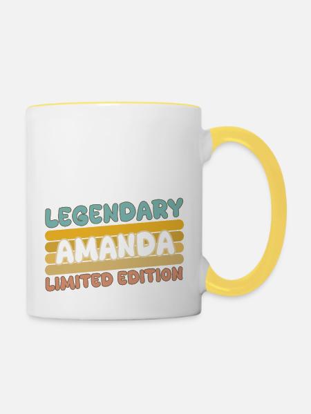 Name Amanda - Tasse zweifarbig - Weiß/Gelb