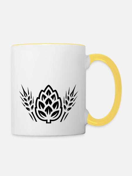 Hopfen Symbol Gerste - Tasse zweifarbig - Weiß/Gelb
