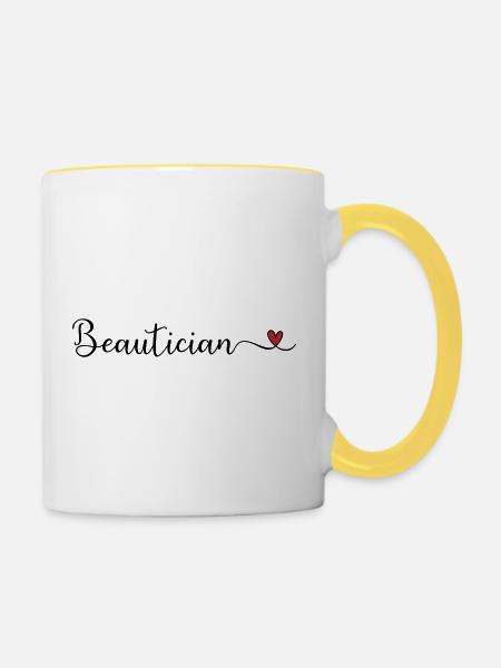 Kosmetikerin - Tasse zweifarbig - Weiß/Gelb