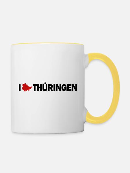 I love Thüringen - Tasse zweifarbig - Weiß/Gelb