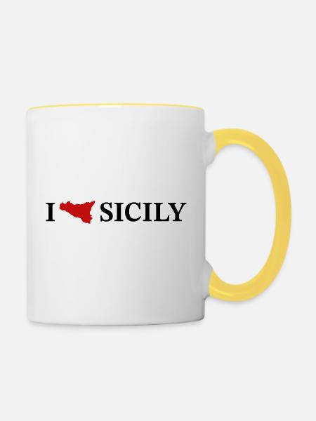 I love Sicily - Tasse zweifarbig - Weiß/Gelb