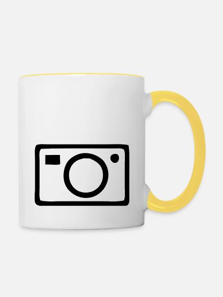 Kamera - Tasse zweifarbig - Weiß/Gelb