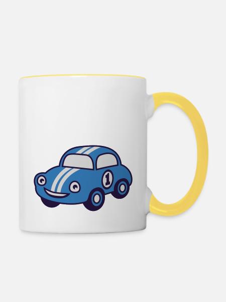 racing car - Tasse zweifarbig - Weiß/Gelb