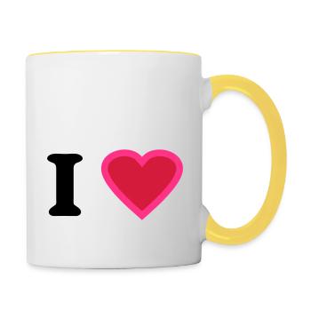 i love - Mug contrasté - blanc/jaune - Droite