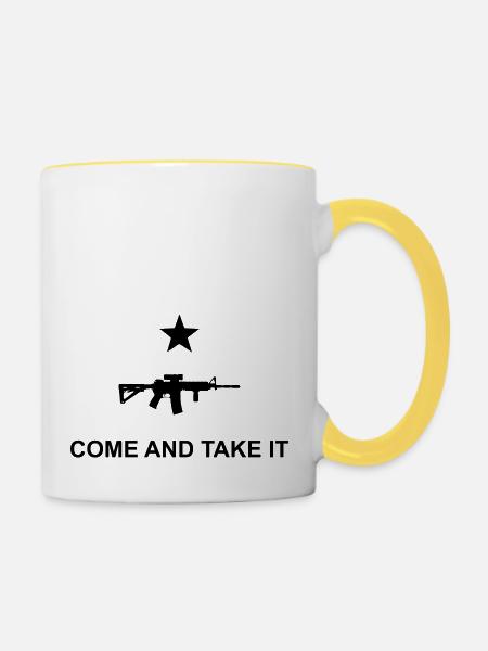 come and take it - Tasse zweifarbig - Weiß/Gelb
