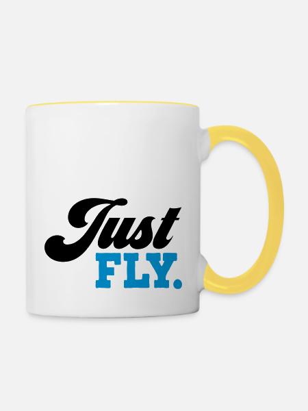 fliegen - Tasse zweifarbig - Weiß/Gelb