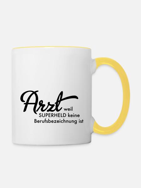 Arzt - Tasse zweifarbig - Weiß/Gelb