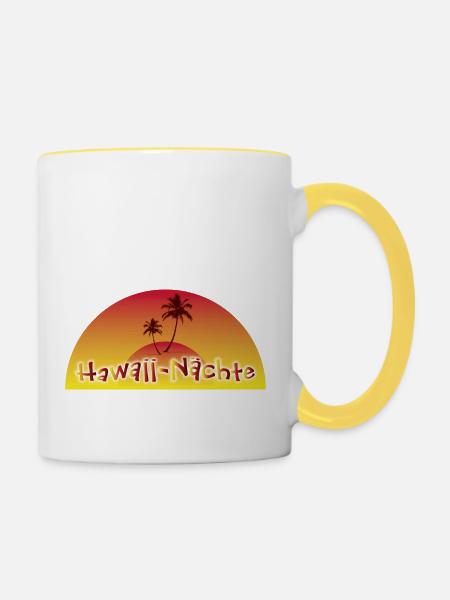 Hawaii-Nächte - Palme - Tasse zweifarbig - Weiß/Gelb