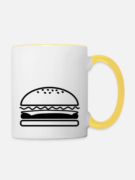Buger - Tasse zweifarbig - Weiß/Gelb