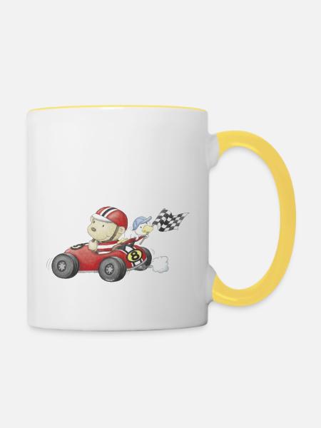 PP_Rennfahrer_01 - Tasse zweifarbig - Weiß/Gelb