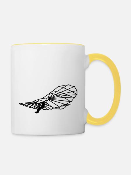 Oldtimer Fluggerät - Tasse zweifarbig - Weiß/Gelb