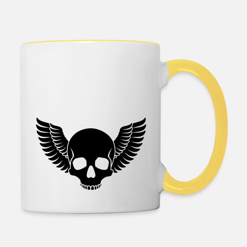 Crâne Ailes - Mug contrasté - blanc/jaune