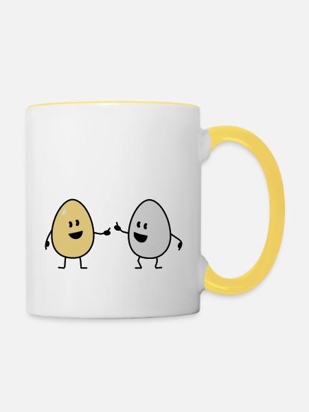 eggs - Tasse zweifarbig - Weiß/Gelb