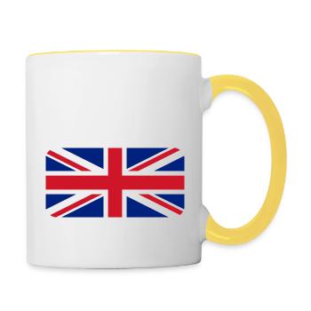 UK FLAG round corner 400 dpi - Mug contrasté - blanc/jaune - Droite