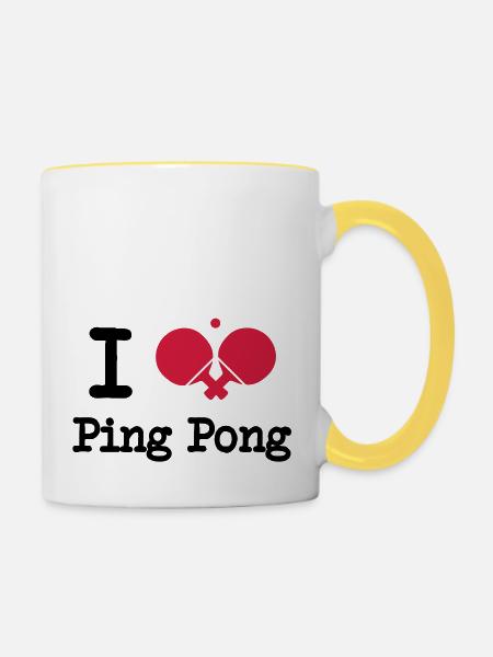 I love ping pong - Tasse zweifarbig - Weiß/Gelb
